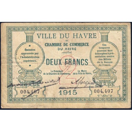 Le Havre - Pirot 68-12 - 2 francs - 1915 - Etat : TB