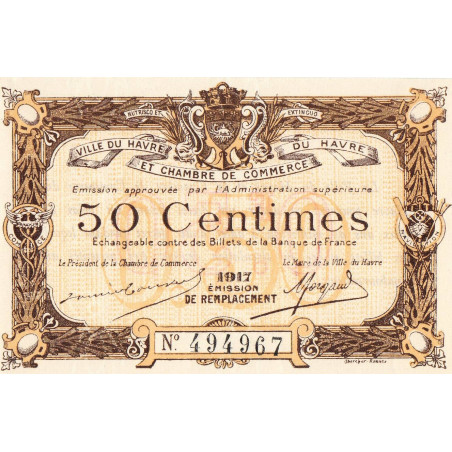 Le Havre - Pirot 68-17b - 50 centimes - 1917 - Etat : pr.NEUF