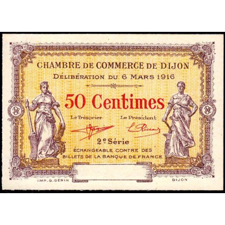 Dijon - Pirot 53-8 - 50 centimes - 2e série - 06/03/1916 - Spécimen - Etat : NEUF