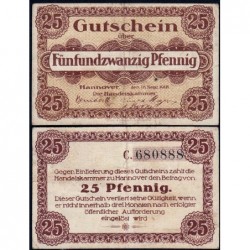 Allemagne - Notgeld - Hannover (Ch. de Comm.) - 25 pfennig - Série C - 16/09/1918 - Etat : TTB
