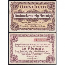 Allemagne - Notgeld - Hannover (Chambre de Comm.) - 25 pfennig - Série E - 01/12/1919 - Etat : SUP+