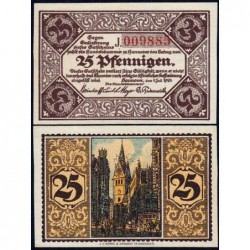 Allemagne - Notgeld - Hannover (Chambre de Comm.) - 25 pfennigen - Série J - 01/07/1921 - Etat : NEUF