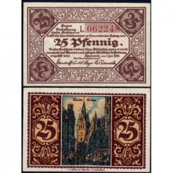 Allemagne - Notgeld - Hannover (Chambre de Comm.) - 25 pfennig - Série L - 01/07/1921 - Etat : SPL+