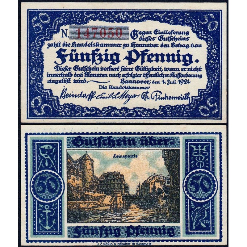 Allemagne - Notgeld - Hannover (Ch. de Comm.) - 50 pfennig - Série N - 01/07/1921 - Etat : NEUF