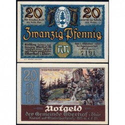 Allemagne - Notgeld - Oberhof - 20 pfennig - 01/10/1921 - Lettres AN - Etat : NEUF