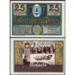 Allemagne - Notgeld - Oberhof - 25 pfennig - 01/10/1921 - Lettres HO - Etat : NEUF
