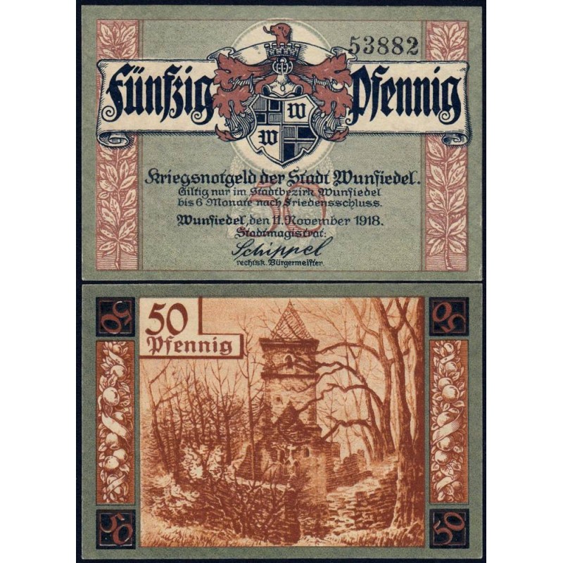 Allemagne - Notgeld - Wunsiedel - 50 pfennig - 11/11/1918 - Etat : NEUF