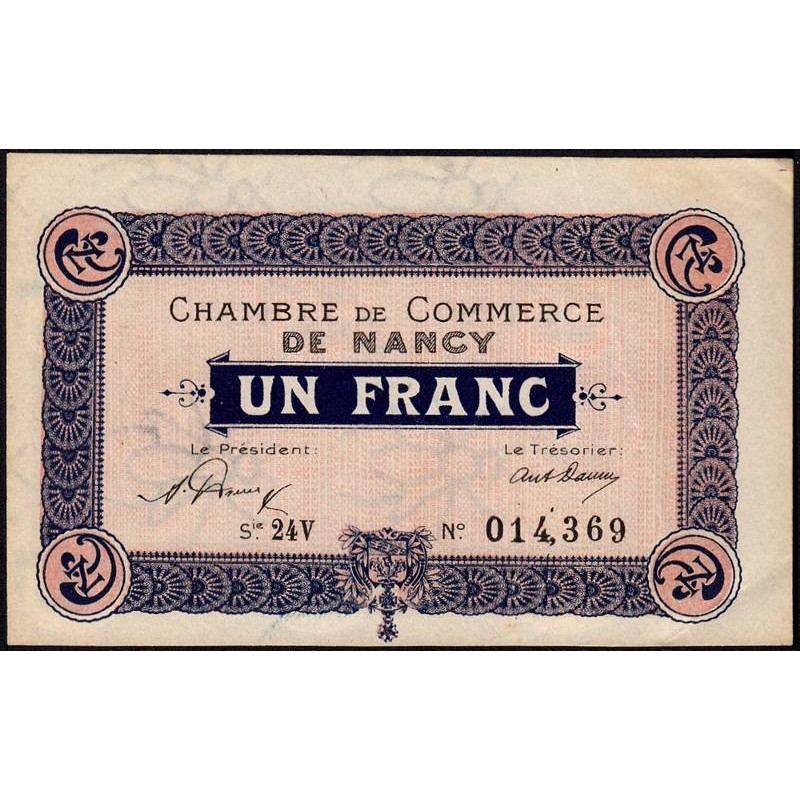 Nancy - Pirot 87-44 - 1 franc - Série 24V - 01/01/1921 - Etat : TTB+