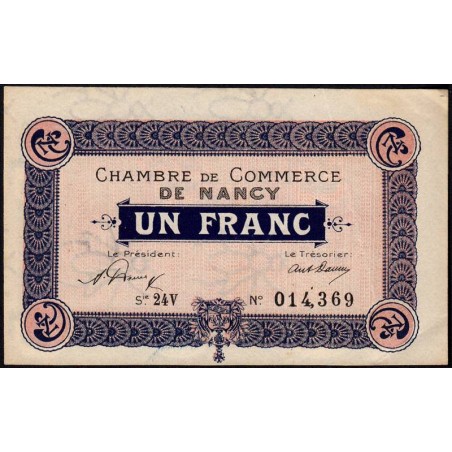Nancy - Pirot 87-44 - 1 franc - Série 24V - 01/01/1921 - Etat : TTB+