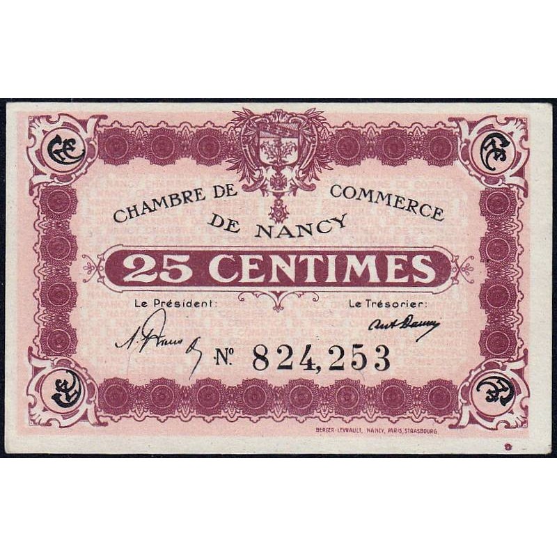 Nancy - Pirot 87-61a - 25 centimes - Sans date - Etat : pr.NEUF