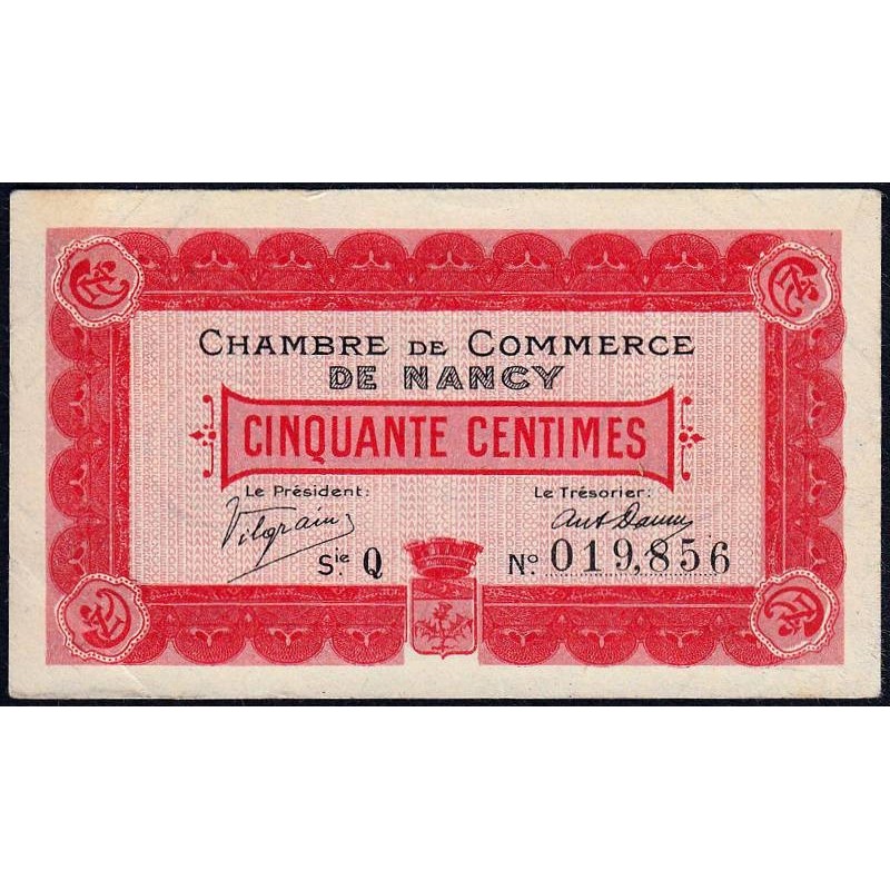 Nancy - Pirot 87-1 - 50 centimes - Série Q - 09/09/1915 - Etat : TTB+