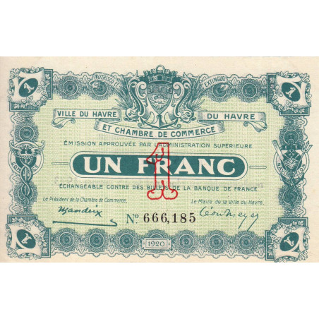 Le Havre - Pirot 68-22 - 1 franc - 15/01/1920 - Etat : pr.NEUF