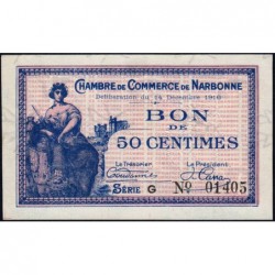 Narbonne - Pirot 89-9 - 50 centimes - Série G - 14/12/1916 - Etat : SPL