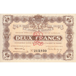 Le Havre - Pirot 68-24 - 2 francs - 15/01/1920 - Etat : SPL+