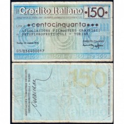 Italie - Miniassegni - Il Credito Italiano - 150 lire - 23/03/1976 - Etat : TB