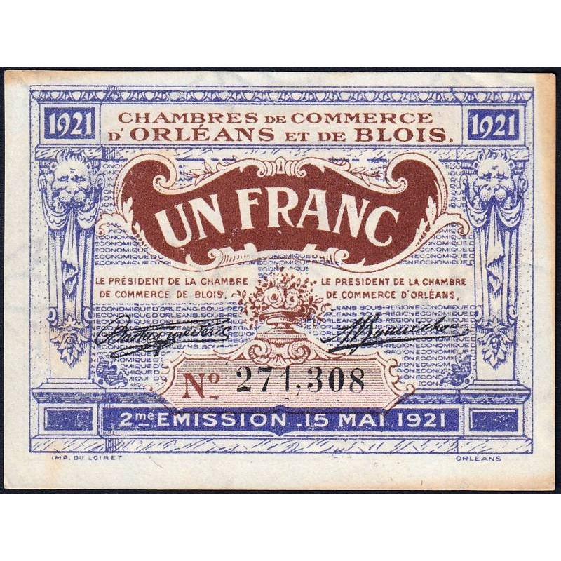 Orléans et Blois - Pirot 96-7 - 1 franc - 15/05/1921 - 2me émission - Etat : SUP