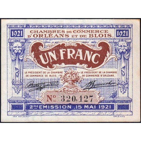 Orléans et Blois - Pirot 96-7 - 1 franc - 15/05/1921 - 2me émission - Etat : TTB+
