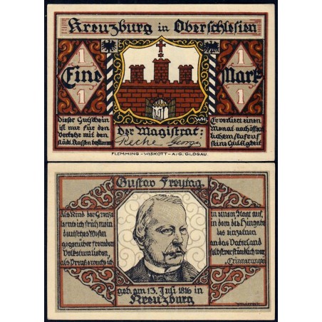 Pologne - Notgeld - Kreuzburg (Kluczbork) - 1 mark - Type 1 - 1921 - Etat : NEUF