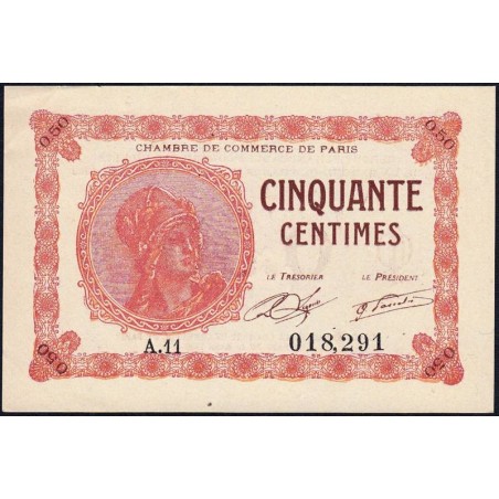 Paris - Pirot 97-10 - 50 centimes - Série A.11 - 10/03/1920 - Etat : SUP