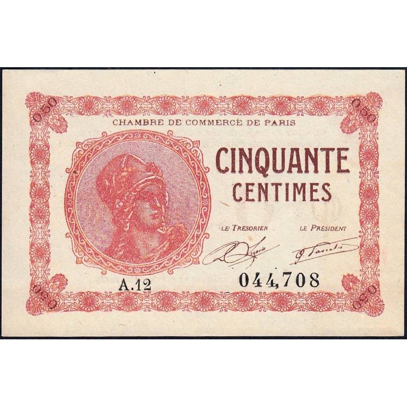 Paris - Pirot 97-10 - 50 centimes - Série A.12 - 10/03/1920 - Etat : SPL