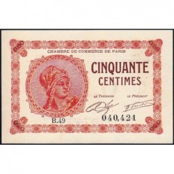 Paris - Pirot 97-10 - 50 centimes - Série B.49 - 10/03/1920 - Etat : NEUF
