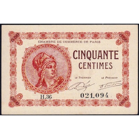 Paris - Pirot 97-10 - 50 centimes - Série H.36 - 10/03/1920 - Etat : pr.NEUF