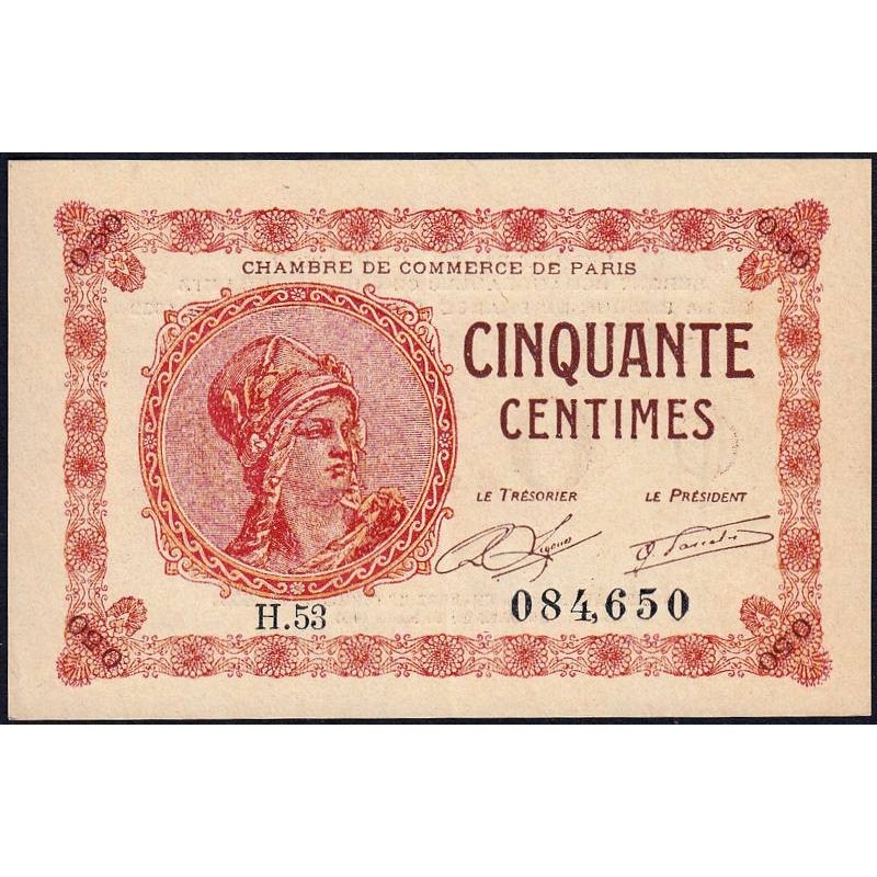 Paris - Pirot 97-10 - 50 centimes - Série H.53 - 10/03/1920 - Etat : SUP