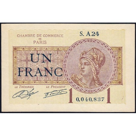 Paris - Pirot 97-23 - 1 franc - Série A24 - 10/03/1920 - Etat : SUP+