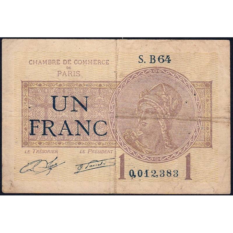 Paris - Pirot 97-23 - 1 franc - Série B64 - 10/03/1920 - Etat : TB-