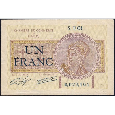 Paris - Pirot 97-23 - 1 franc - Série E61 - 10/03/1920 - Etat : TTB-