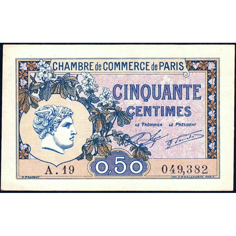 Paris - Pirot 97-31 - 50 centimes - Série A.19 - 10/03/1920 - Etat : SUP+