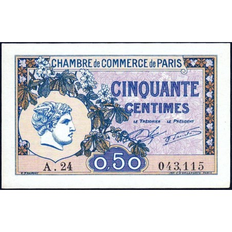 Paris - Pirot 97-31 - 50 centimes - Série A.24 - 10/03/1920 - Etat : SPL+