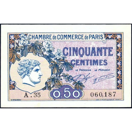 Paris - Pirot 97-31 - 50 centimes - Série A.35 - 10/03/1920 - Etat : SPL