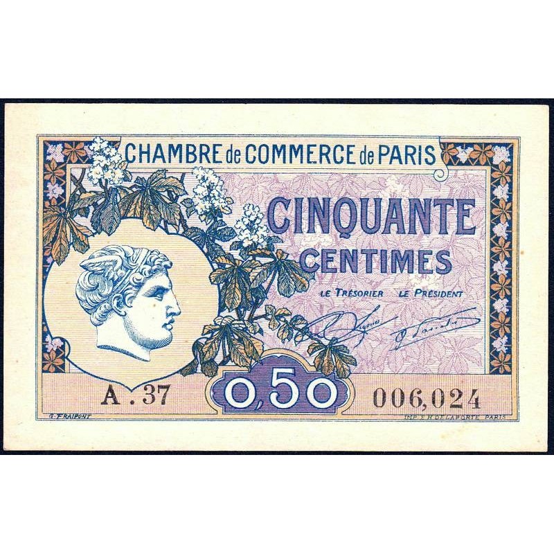 Paris - Pirot 97-31 - 50 centimes - Série A.37 - 10/03/1920 - Etat : SUP+