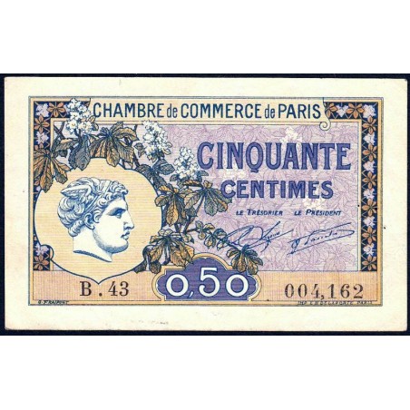 Paris - Pirot 97-31 - 50 centimes - Série B.43 - 10/03/1920 - Etat : TTB+