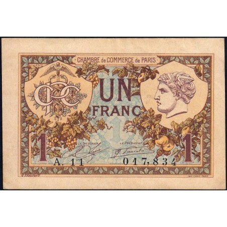 Paris - Pirot 97-36 - 1 franc - Série A.11- 10/03/1920 - Etat : TTB+