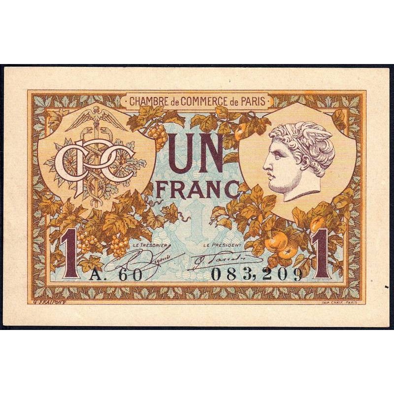 Paris - Pirot 97-36 - 1 franc - Série A.60 - 10/03/1920 - Etat : SUP