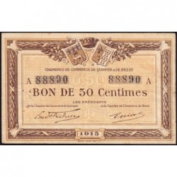 Quimper et Brest - Pirot 104-1 - 50 centimes - Série A - 1915 - Etat : TB+