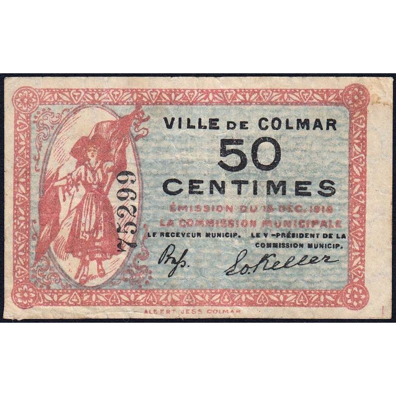 Colmar - Pirot 130-1 - 50 centimes - Sans série - 15/12/1918 - Etat : TB+