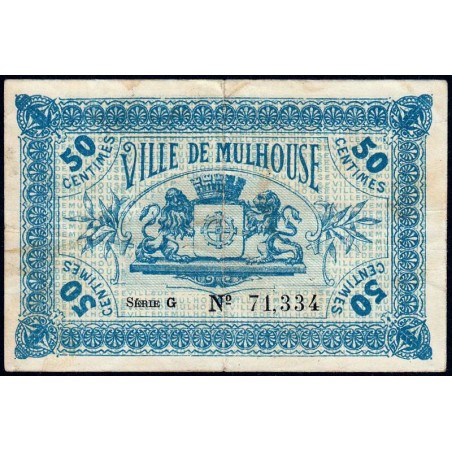 Mulhouse - Pirot 132-1 - 50 centimes - Série G - 27/12/1918 - Etat : TTB