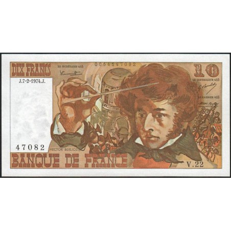 F 63-03 - 07/02/1974 - 10 francs - Berlioz - Série V.22 - Etat : SPL