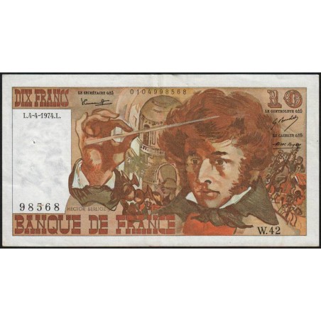 F 63-04 - 04/04/1974 - 10 francs - Berlioz - Série W.42 - Remplacement - Etat : TTB