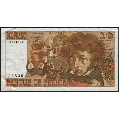 F 63-05 - 06/06/1974 - 10 francs - Berlioz - Série J.63 - Etat : TB