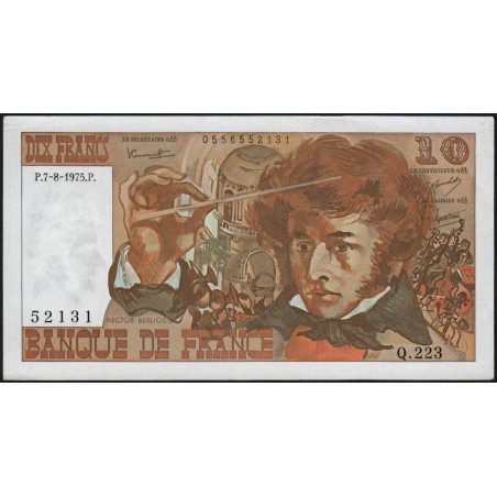 F 63-12 - 07/08/1975 - 10 francs - Berlioz - Série Q.223 - Etat : SPL