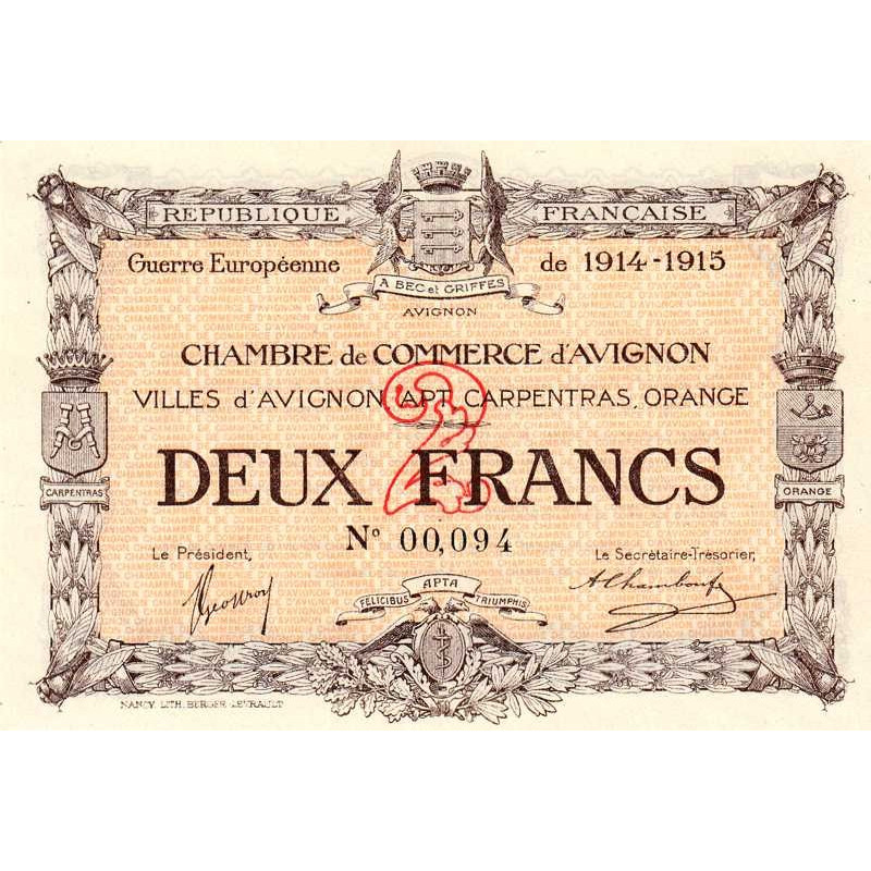 Billet des chambres de commerce Avignon 50 centimes