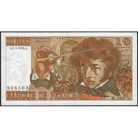 F 63-17a - 05/01/1976 - 10 francs - Berlioz - Série M.283 - Etat : TTB+