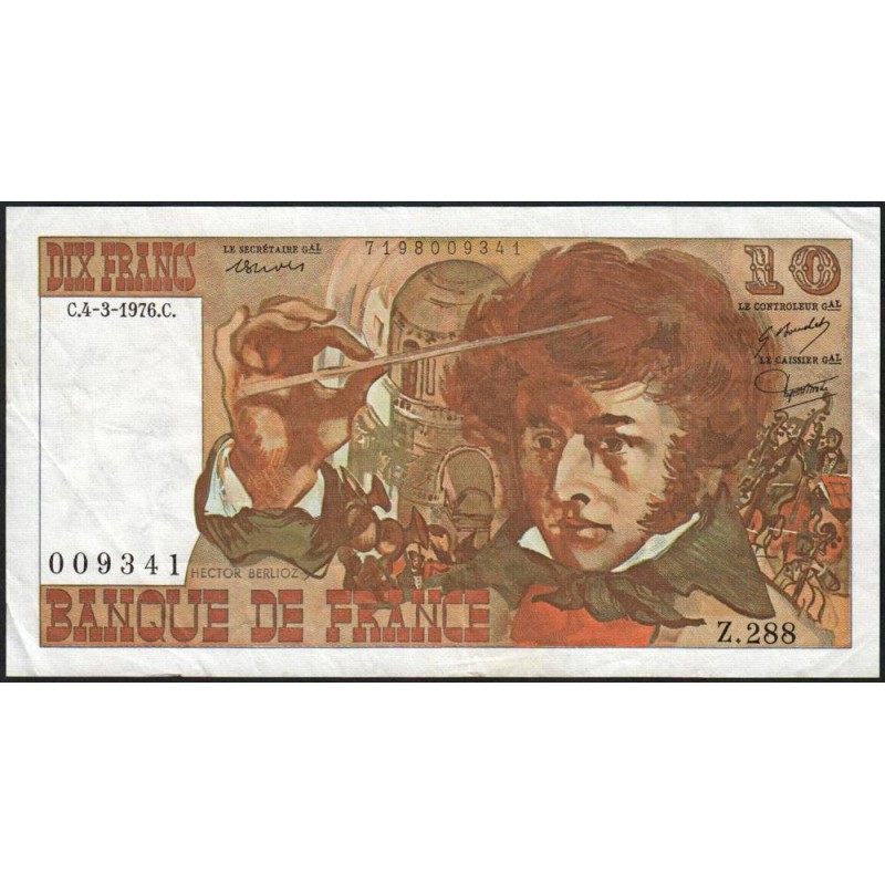 F 63-18 - 04/03/1976 - 10 francs - Berlioz - Série Z.288 - Etat : TB+