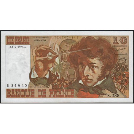 F 63-19 - 01/07/1976 - 10 francs - Berlioz - Série S.289 - Etat : TTB+