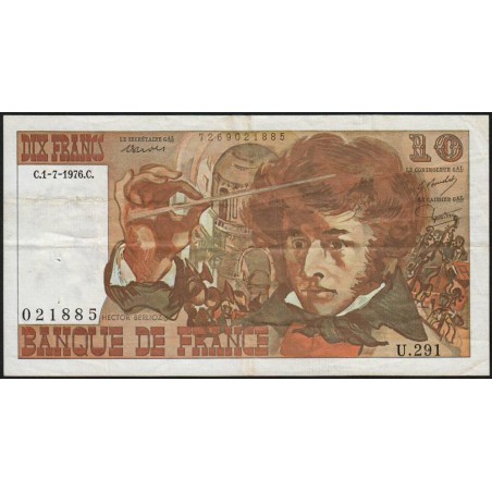 F 63-19 - 01/07/1976 - 10 francs - Berlioz - Série U.291 - Etat : TB+