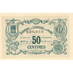 Le Mans - Pirot 69-1a - 50 centimes - 08/07/1915 - Etat : NEUF